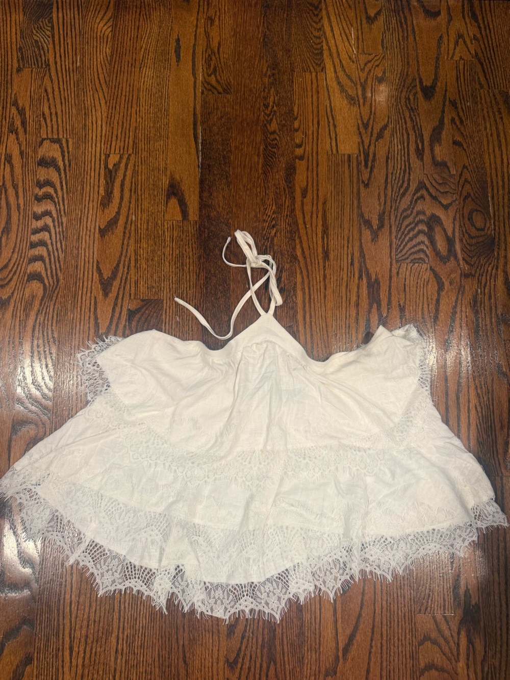White Lace Trim Halter Cami Top